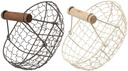 Veemoon 2pcs Chicken Wire Egg Baskets,Fruit Storage Basket with Wood Handle for Pantry, Closets, Kitchen Fruits, Veggies, Snacks (Grey black+)