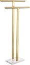 KOKOSIRI Standing Towel Rack for Bathroom Floor 2-Tier Towel Holder Free Stand with Heavy Marble Base Thicken Steady Design Gold Stainless Steel THS0005-BG