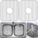 DecorRack 2 Sink Protectors for Kitchen Sink, Plastic 12" x 11" Dish Rack, Protect Sink from Stains, Damage, Scratches, Dishwasher Safe Grid Mat for Kitchen (2 Pack, White)