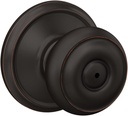 Schlage F40 V GEO 716 Georgian Door Knob, Bed & Bath Privacy Lock, Aged Bronze