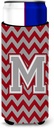 Letter M Chevron Crimson and Grey Ultra Beverage Insulators for slim cans