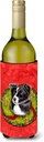 Caroline's Treasures SC9104LITERK Border Collie Christmas Wreath Wine Bottle Hugger Bottle Cooler Sleeve Hugger Machine Washable Collapsible Insulator Beverage Insulated Holder
