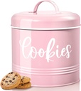 Pink Cookie Jar for Kitchen Counter, 1 Gallon Vintage Cookie Jar with Airtight Lid, Large Food Storage Container for Candy, Cookies, Dessert, Farmhouse Kitchen Decor and Accessories