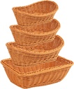 Wicker Bread Basket for Serving & Snack Storage, 4 Pcs Woven Food Basket Oval & Rectangle, Food Basket Snack Storage Basket Rustic Vintage Bread Basket for Kitchen Table, Home Decor