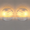 2 Pack 2 Light 10" Naturel Alabaster Marble Bathroom Wall Sconce Modern Concise Style Wall Light Fixture,Brushed Nickel Finish for Dining Room Bedroom Hallway Bedside