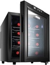 12 Bottle Wine Cooler Cabine, Hollow Coated Glass Glass, Freestanding Wine Cellar, Digital Temperature Control, Silent Operation