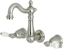 Kingston Brass KS1228PL Heritage 8" Center Wall Mount Vessel Sink Faucet, 4-3/4" in Spout Reach, Brushed Nickel
