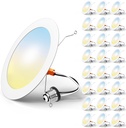 FREELICHT 24 Pack Retrofit LED Recessed Lighting 6 Inch, Selectable 2700K/3000K/4000K/5000K/6000K, Dimmable Flat LED Can Lights, 10W=110W, 1000LM, IC & Damp Rated, ETL & FCC, White
