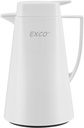 EXCO 1.0L / 34Oz Premium Thermal Coffee Carafe, Glass Lined Insulated for Keeping Hot Liquids, Vacuum Coffee Tea Pot, Large Beverage Drink Container Dispensers, 12 Hour Heat 24 Hour Cold (White)