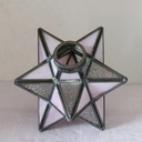 Tiffany Lamp Shade Replacement 8X7.5 Inch Moravian Star Stained Glass Lampshade 1-5/8-Inch Fitter Opening Only for Chandeliers, Wall Lamp, Ceiling Light, Pendant Light,Pink