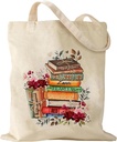 Canvas Tote Bag for Women Book Lovers, Beach Bags Womens & Teacher Appreciation Cute Aesthetic Best Bookish Totes Presents for Reader Librarian