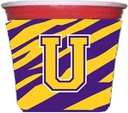 Tiger Stripe - Purple Gold Letter U Monogram Initial Red Solo Cup Beverage Insulator Hugger