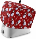 Christmas Snowman 4 Slice Toaster Cover Winter Red White Snowflake Xmas Berry Small Appliance Cover Toaster Dustproof Fingerprint Protectors Machine Washable, Large Size Bread Machine Cover