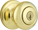 Kwikset Signature Series Juno Polished Brass Steel ANSI/BHMA Grade 2 Entry Lockset 1-3/4 in.