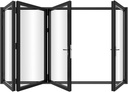 120" x 96" 4 Panels Alumnium Folding Door in Black Folded Out from Right to Left
