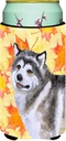 Caroline's Treasures BB9899TBC Alaskan Malamute Fall Tall Boy Hugger, Yellow Can Cooler Sleeve Hugger Machine Washable Drink Sleeve Hugger Collapsible Insulator Beverage Insulated Holder