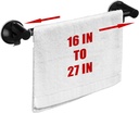 Adjustable 16-27" Suction Cup Towel Bar Extendable Suction Cup Towel Rack Holder Bathroom Stainless Steel for Glass Shower Door(Black)