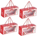 4pcs Red Christmas Cupcake Carriers Window Lightweight Pastry Packaging Boxes for Muffins and Treats Sturdy Cup Holder Design for Holiday Gifting and Parties