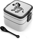 Cute Cartoon Zebra Adult Bento Box Double Layer Lunch Box Lunch Container for Work Camping