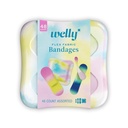 Welly Bandages | Adhesive Flexible Fabric Bravery Badges | Assorted Shapes for Minor Cuts, Scrapes, and Wounds | Colorful and Fun First Aid Tin | Colorwash Tie Dye Patterns - 48 Count
