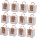 24pcs Transparent Window Cupcake Boxes with Inserts Handheld Cake Carrier for Desserts for Bakery Parties and Celebrations