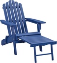 Yaheetech Folding Adirondack Chair with Retractable Ottoman 300lb Solid Wood Garden Chair, Fire Pit Lounge Chairs Weather Resistant Furniture for Garden/Yard/Patio/Lawn, Blue