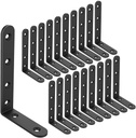 20 PCS Black Corner Bracket Heavy Duty Shelf Brackets 5 x 3 Inch L Corner Brace Joint Angle Bracket for Shelves, Furniture Cabinet Bookshelf with Screws