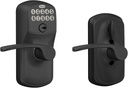 Schlage Plymouth Keypad Entry with Flex-Lock and Merano LeverKnob, Matte Black, FE595 PLY 622 MER