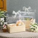 Honeydak 10 Kit 4 Inch Cake and Flower Clear Boxes, Portable Clear Gift Box for Cake and Flower Pack Together, Transparent Gift Packaging with Ribbon, Suitable Wedding Holiday Party Favors(Yellow)