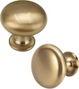 Solid Brass Cabinet Knobs 15 Pack, Brushed Gold Drawer Knobs, Antique Brass Dresser Knobs, Warm Gold Kitchen Furniture Hardware, Diameter 1-1/5"