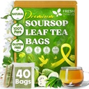 40 Premium Soursop Graviola Leaf Tea Bags, 100% Natural and Pure from Soursop Leaves, Handmade, Made With Natural Materials-Corn Fiber Tea Bag, Sugar/Caffeine/Gluten Free, Hoja Guanabana Tea