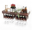 Vintage Wine Racks Wall Mounted Wine Holder, Metal Wine Bottle and Glass Holder Wall Hanging Goblet Stemware Racks for Bar Wine Cellar Kitchen, Bronze (Size : 120×30cm)
