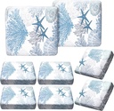 Hosuly 8 Pcs Summer Sofa Cushion Cover Patio Stretch Beach Outdoor Seat Cushions Covers Starfish Seashell Coral Replacement Couch Slipcovers Coastal Sofa Seat Cover Flexibility Chair Cushion Cover