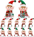 12 Christmas Candy Jars with Snowman Santa Elk Gingerbread Elf Lid 5.91 x 3.15 Inch Plastic Clear Cookie Jar Christmas Snack Food Storage Container for Holiday Party Gift (Elf)