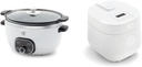GreenLife Cook Duo Healthy Ceramic Nonstick 6QT Slow Cooker, White & Healthy Ceramic Nonstick 4-Cup Rice Oats and Grains Cooker, PFAS-Free, Dishwasher Safe Parts, White