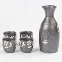 5 Piece Sake Set Japanese Ceramic Sake Set Hand-Painted Cherry Blossoms Hip Ceramic Material 4 Sake Cups 1 Sake Pot