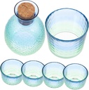 LIFKOME Japanese Sake Set Hammered Sake Bottle and Cups and Glass Cups for Home Use and Restaurants