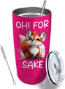 Oh! For Fox Sake Tumbler Coffee Tumbler 20 oz Tumbler with Lid and Straw Insulated Tumbler Stainless Steel Tumblers, White5