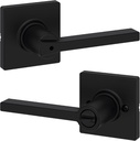 Kwikset Casey Interior Privacy Door Handle with Lock, Door Lever for Bathroom and Bedroom, Matte Black Reversible Keyless Turn Lock, with Microban Protection (Pack of 10)