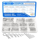 220PCS Cotter Pin Assortment Kit, 13 Sizes Premium 304 Stainless Steel Cotter Pins, Heavy Duty R Clips & Hairpin Cotter Pin Set, Hardware Pins for Automotive, Trailer, Hitch Pin Lock System