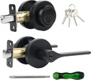 Exterior Door Lock Set,Combo Lock-Heavy Duty Black Door Handle and Single Cylinder Deadbolt Lock,Front Door Lock Set,Keyed Alike Door Locks for Front Door(Matte Black,1Pack Set)