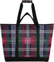 STAYTOP Large Insulated Cooler Bag,Fashionable Buffalo Plaid Foldable Kitchen Reusable Grocery Bags,Leak Proof Portable Lunch Bags Tote Bag for Shopping Food Travel Beach Camping