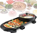 Medium Household Electric Hot Pot with Grill, Soup Pot and Korean BBQ, Non-stick Coating, Easy to Clean, For 2-4 People to Enjoy, 1500 W