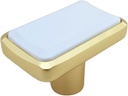 CAYBO Gold & White Rectangular Dresser Knobs – Modern Cabinet Handles for Drawers, Wardrobes, and Furniture – Elegant Shiny Finish, 5-Pack