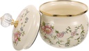 Ciieeo Vintage Floral Cookie Jar with Lid, Enamel Candy Bowl Decorative Tea Canister Apothecary Jar Candy Buffet Container Jewelry Box for Home Kitchen Supplies