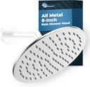 HammerHead Showers® Solid Metal 8 Inch Rainfall Shower Head – CHROME - Shower Head Rainfall - 2.5 GPM High Flow Shower Head Optimized for Pressure – Large Round Rain Shower Heads