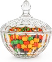 ComSaf Glass Candy Dish with Lid, 26OZ Large Candy Jars with lid for Office Desk, Covered Candy Dish for Office Desk, Decorative Cute Glass Jar, Jewelry Box for Wedding Party Buffet Decor