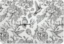Black and White Floral Hummingbird Dish Drying Mat, Vintage Botanical Coffee Bar Mat for Countertops, Bird Flower Absorbent Dish Drying Mats for Kitchen Counter Coffee Maker, 16x24 Inch