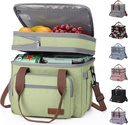 Maelstrom Lunch Bag Women,23L Insulated Lunch Box For Men Women,Expandable Double Deck Lunch Cooler Bag,Lightweight Leakproof Lunch Tote Bag With Side Tissue Pocket,Green