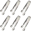 6PCS Ice Tongs Mini Sugar Tongs 4.25Inch Stainless Steel Small Serving Tong, Tiny Kitchen Tong for Appetizers,Tea Party, Coffee Bar, Desserts by Sunenlyst (Silver)